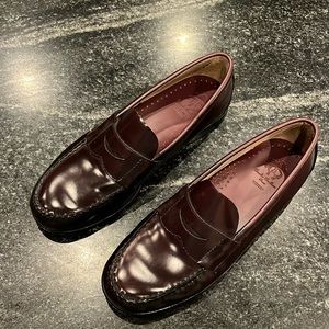 Brooks Brothers boys leather penny loafers burgundy 6 youth